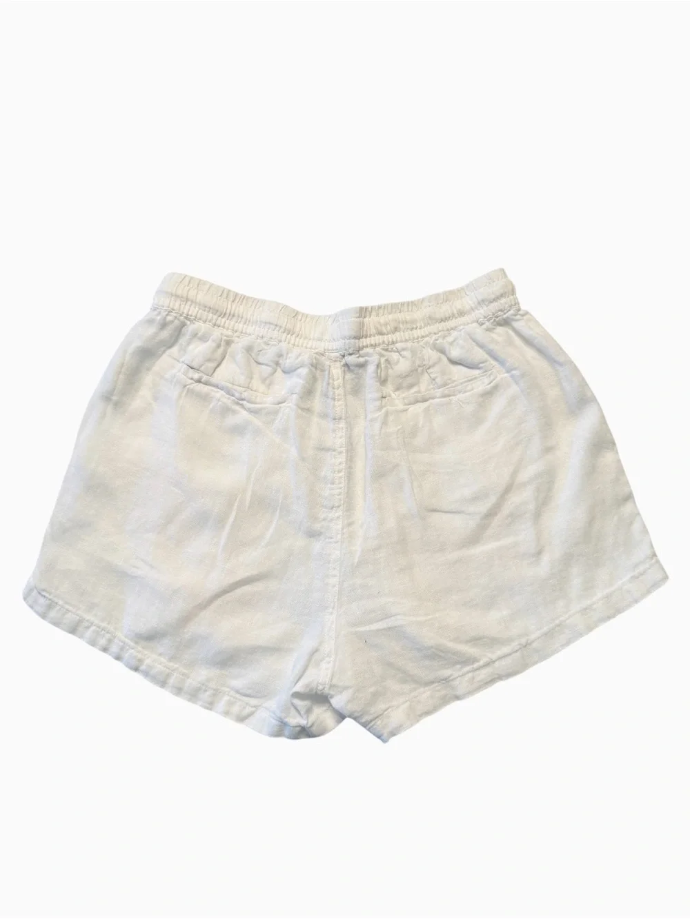 Quince White 100% European Linen Shorts Elastic Drawstring Pocket Size Small EUC - Picture 6 of 13